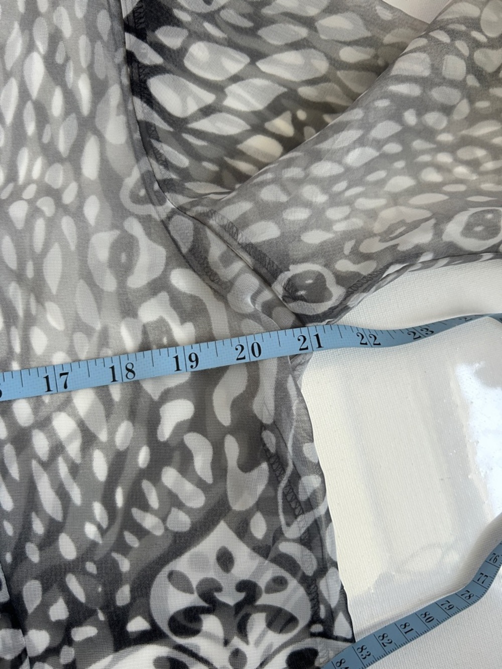 NICOLA Black & White Printed Button-Up All Sheer Blouse - Picture 9 of 11